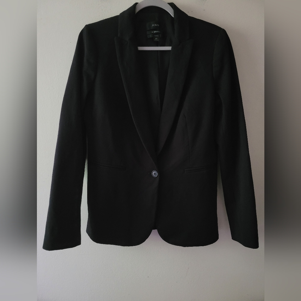 J. Crew Black Minimalist Classic Single Button Parke BiStretch Blazer 6 Tall